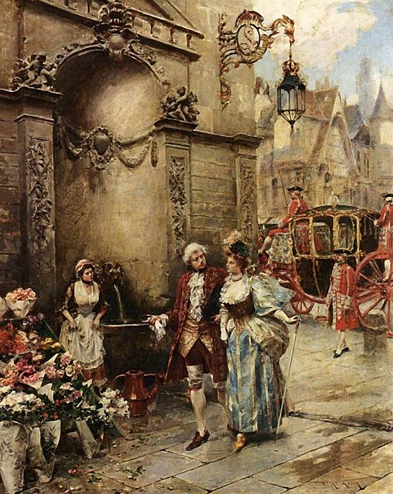 A Visit To The Flowerseller by Henry Victor Lesur